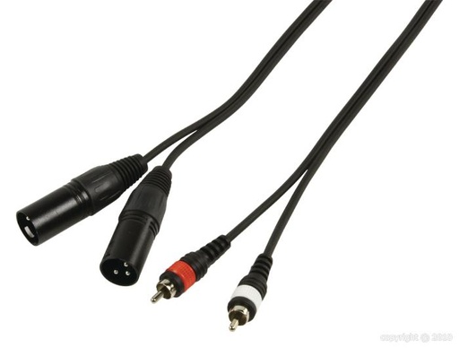 [HQM-247/1.5] HQ - 2 RCA Male L/R > 2 XLR/M 3 p. - Câble 1,5 m